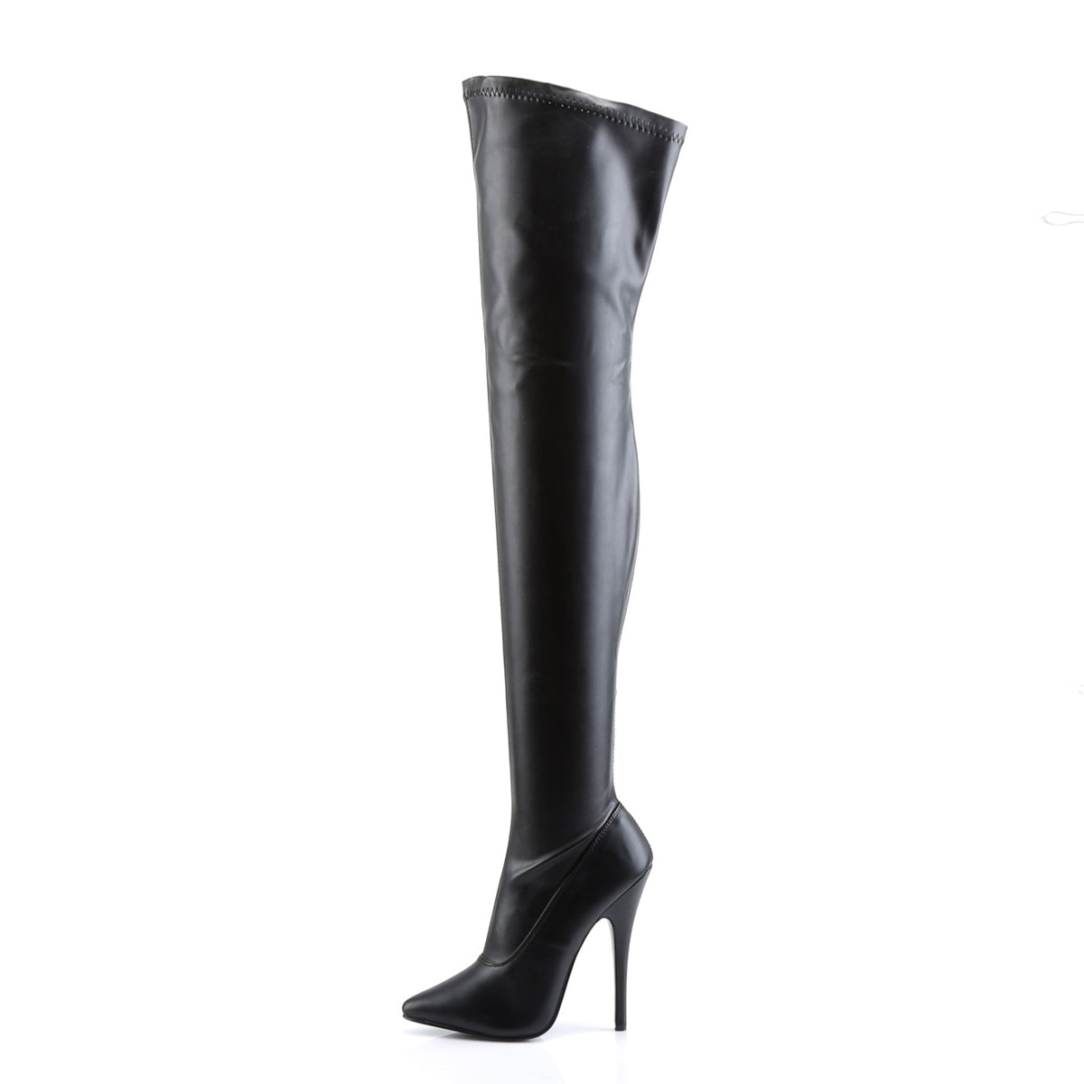 Devious Domina-3000 6" Plain Stretch Thigh Boot, Side Zip