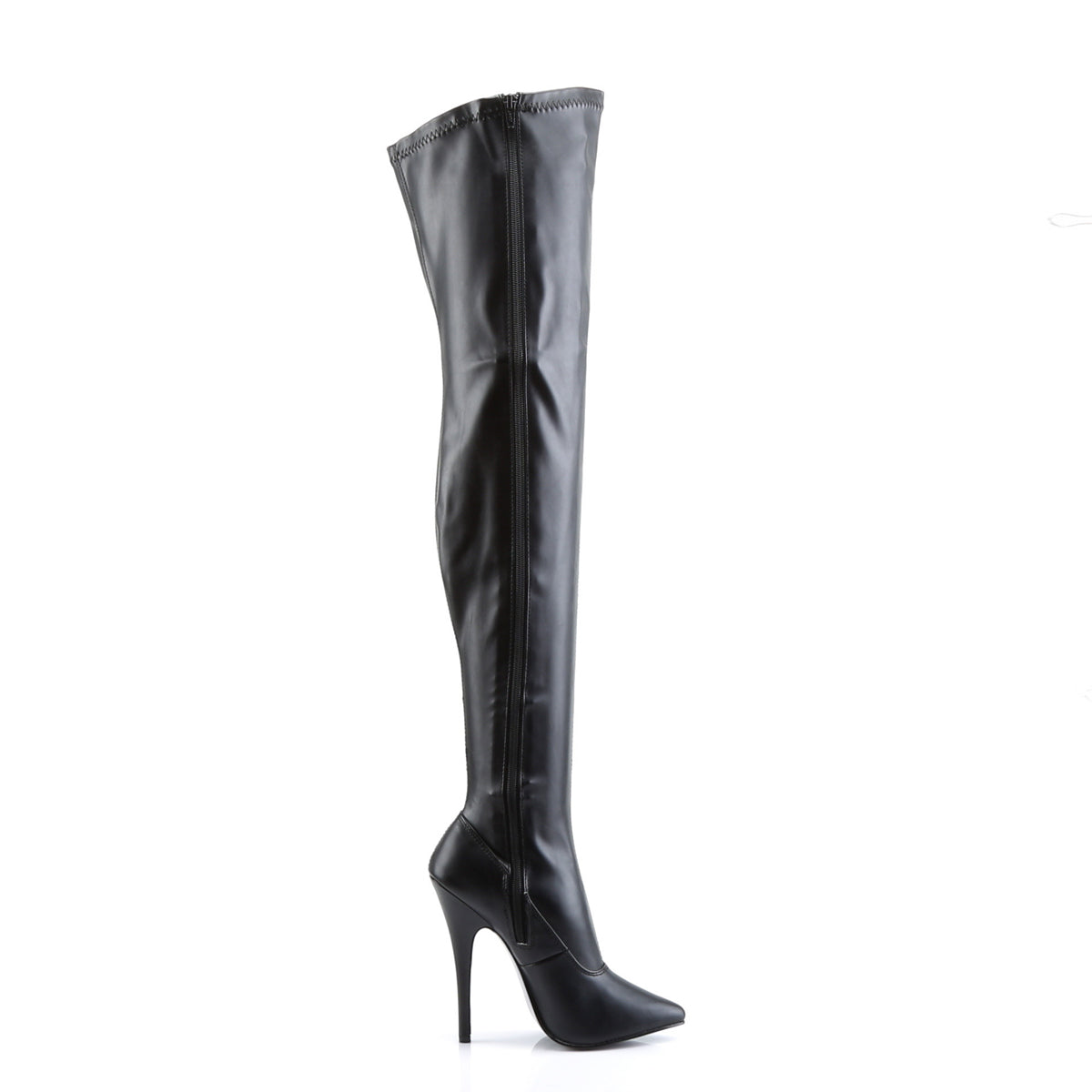 Devious Domina-3000 6" Plain Stretch Thigh Boot, Side Zip