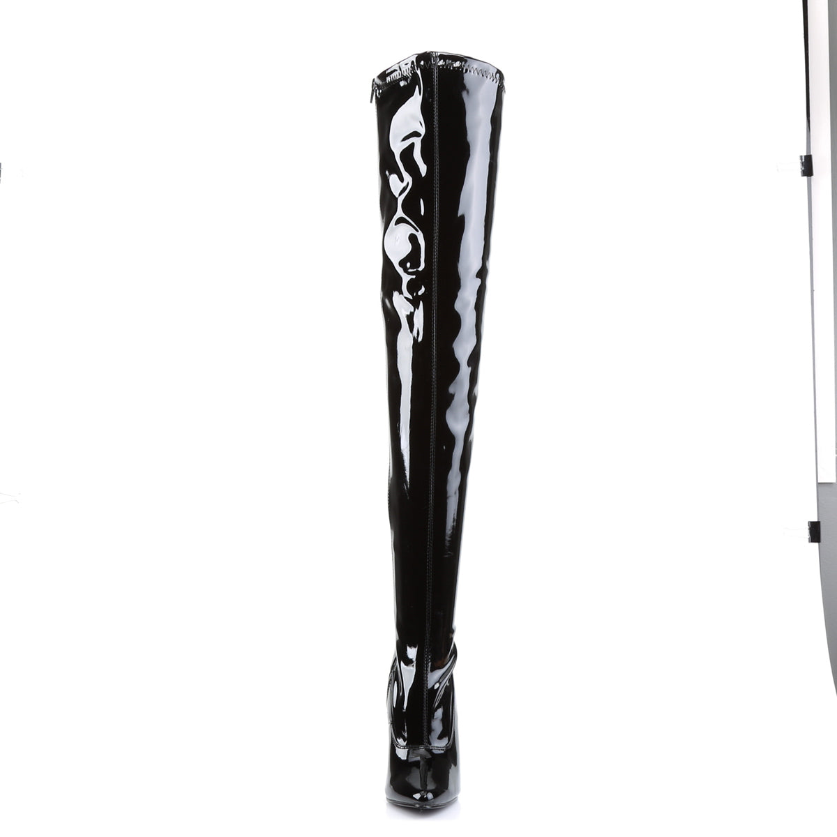 Devious Domina-3000 6" Plain Stretch Thigh Boot, Side Zip