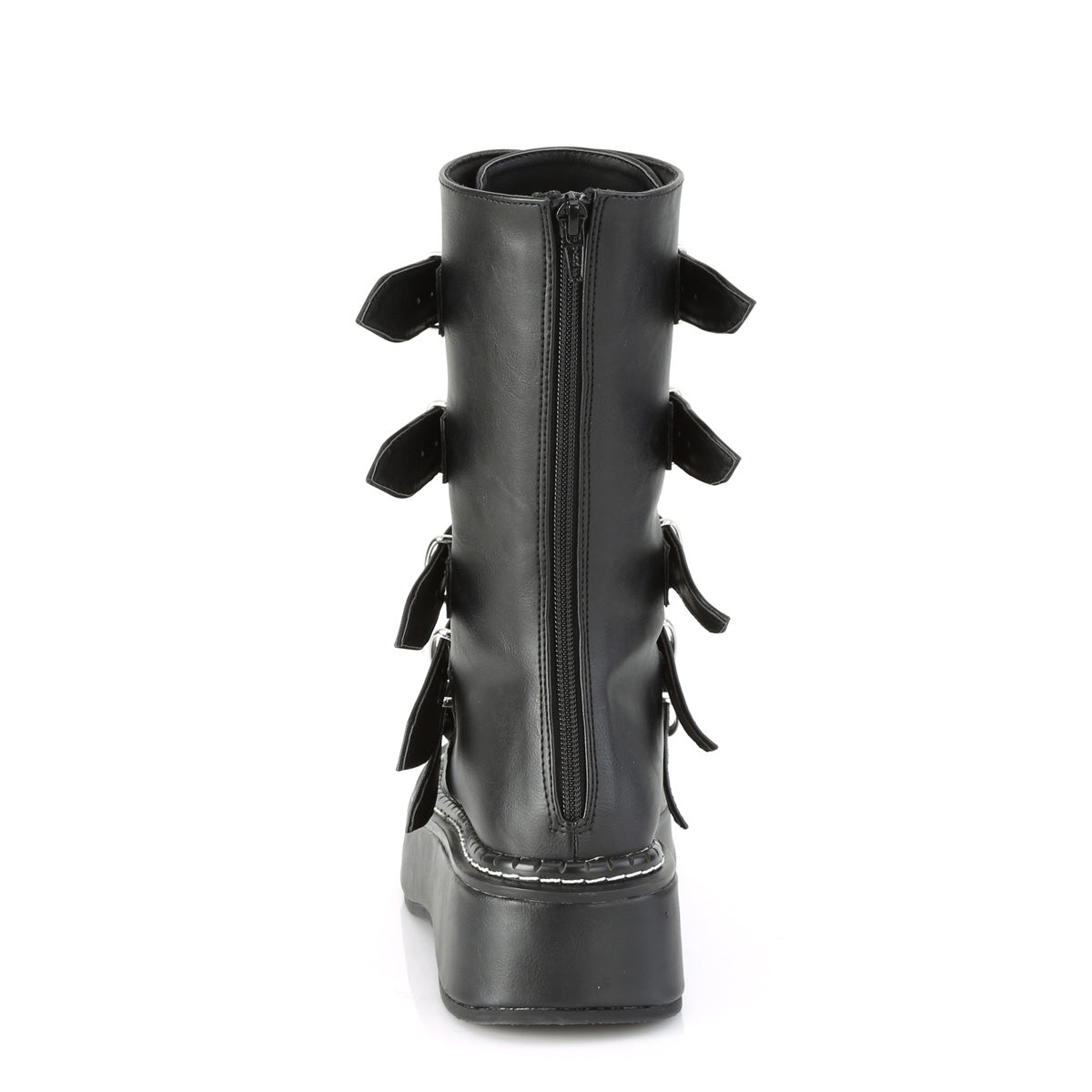 Demonia Emily-330 2" Platform Calf High w/ 5 Buckle Straps, Back Metal Zip