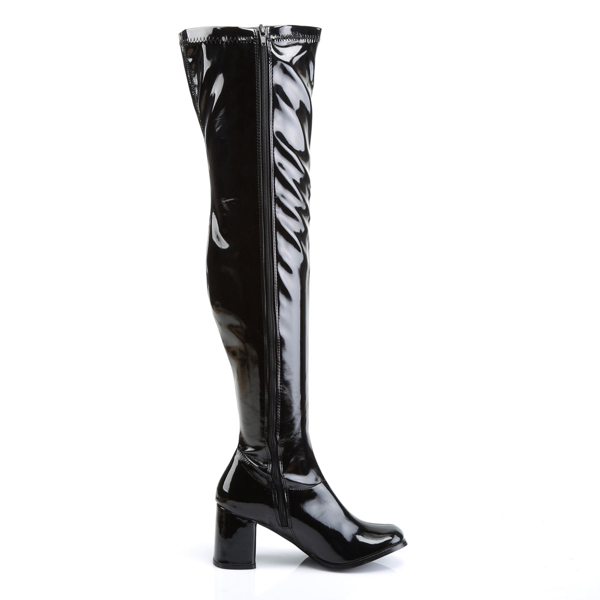 Funtasma Gogo-3000 3" Block Heel, Gogo Over-the-Knee Boot, Side Zip