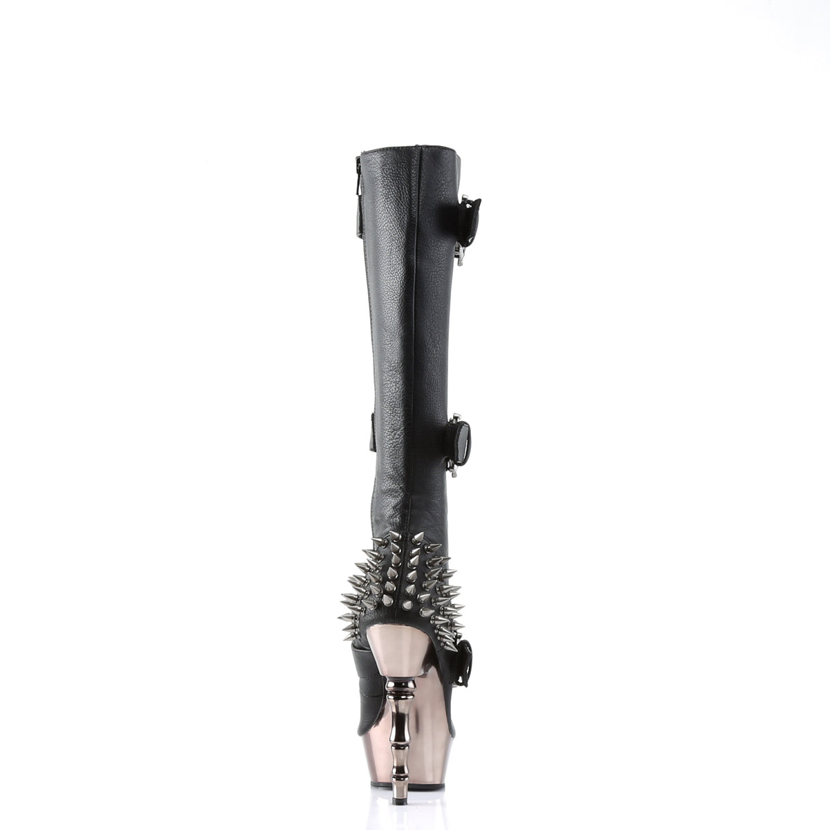 Demonia Muerto-2028 5 1/2" Finger Bone Heel, 1 1/2" PF Lace Up Knee High Boot