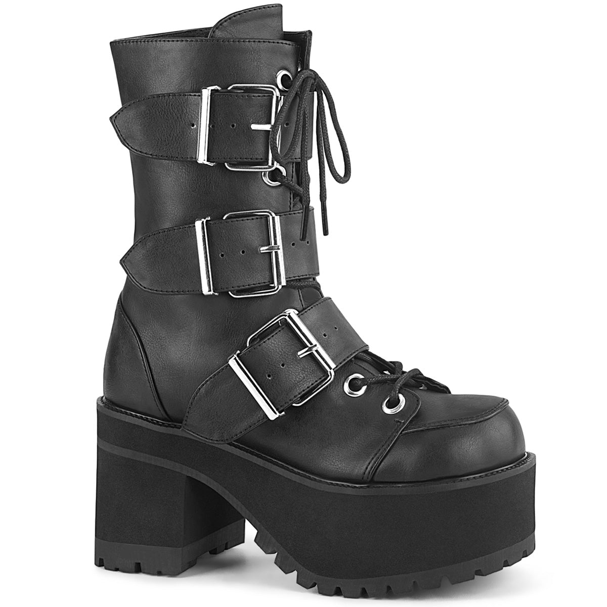 Demonia Ranger 308 3 3/4" Heel, 2 1/4" PF Lace-Up Ankle Boot, Side Zip