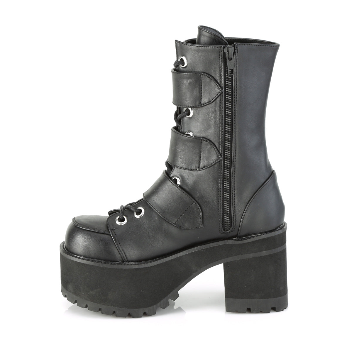 Demonia Ranger 308 3 3/4" Heel, 2 1/4" PF Lace-Up Ankle Boot, Side Zip