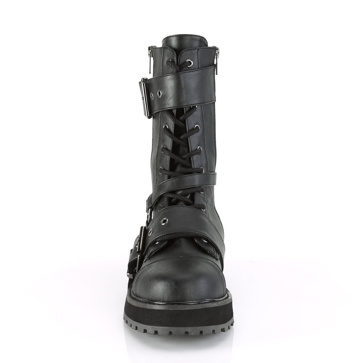 Demonia Valor-220 1 1/2" Platform Lace-Up Mid-Calf Boot, Side Zip