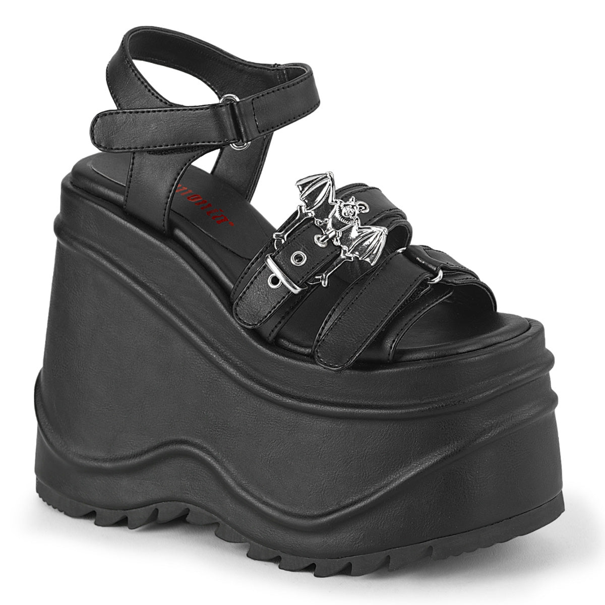 Demonia Wave-13 6" Wedge PF Hook & Loop Ankle Strap Sandal